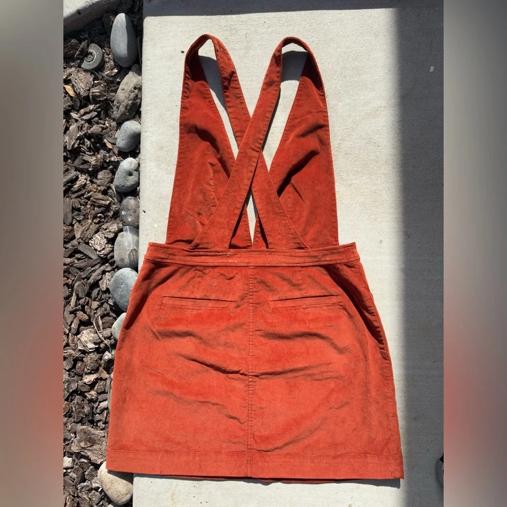 NWT Free People Old School Love Burnt Orange Corduroy Overall Mini Dress Size 10 - Picture 8 of 8
